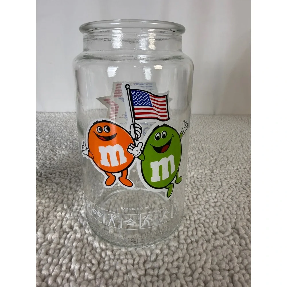 1984 Los Angeles Olympics M M Jar Glass Candy Container‎ Collectible